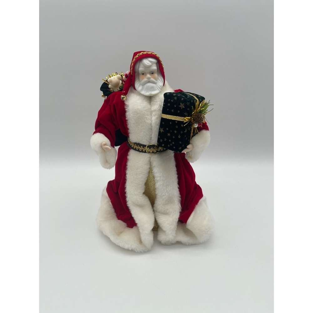 Roman Vintage Santa Claus Porcelain Tree Topper Table Decor Red Velvet 12345